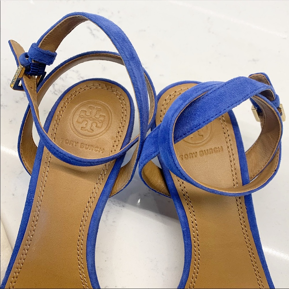 Tory Burch Blue Suede Kitten Heels - Picture 9 of 11